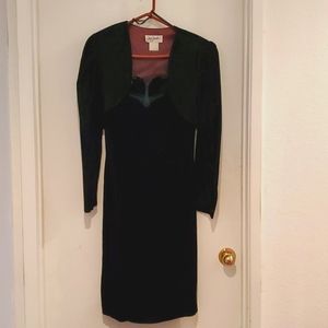 Vintage Velveteen-like Off-The-Shoulder Formal Dress with Bolero Jacket
